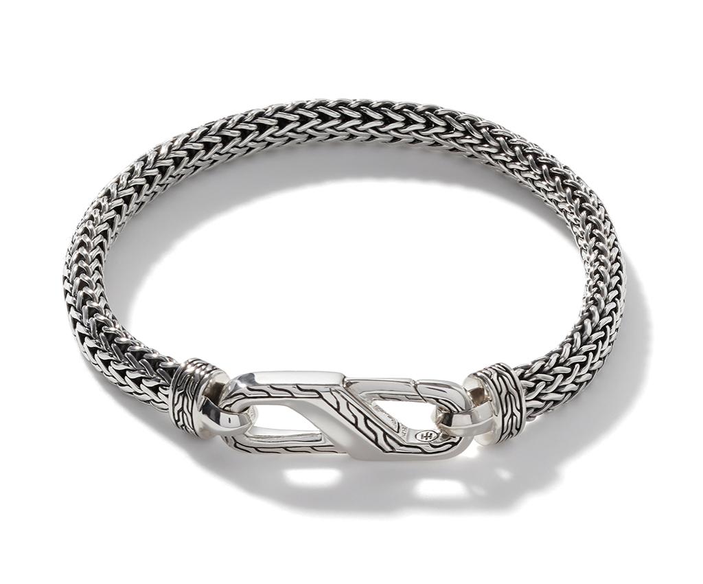 Carved Chain Silver Bracelet